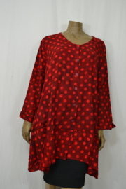 Billy B Blouse  B148 Big Big lange mouw rood met bal
