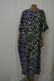 Billy B Long Poncho / Kaftan zwart groen paars takken