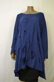 Moon Shirt / Trui met grote knip  lang blauw