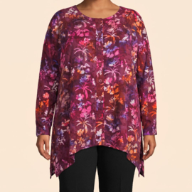 Billy B Blouse Cora Big met lange mouwen rood roze bloemen