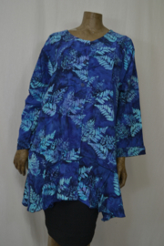 Billy B Blouse B148 Big Big lange mouwen blauw met varens
