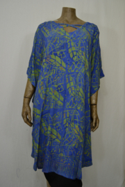 Billy B Kaftan/Jurk 169 kort met halskruis (voor of achter) blauw groen tak