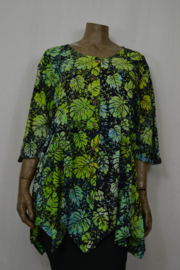 Normal Crazy Top Dini Batik zwart groen blad