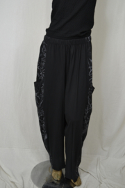 Moon Broek met zakken zwart / grijze stukken