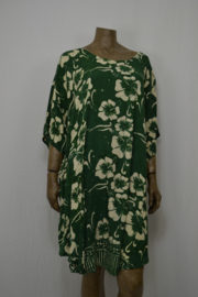 Billy B Kaftan jurk kort 169 met kruis (voor of achter) green flower
