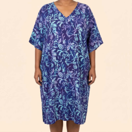 Billy B Kaftan Long Poncho B137 blauw/paars met takken