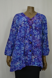 Billy B Blouse B211 met zakjes model 'jasje' blauw / paars takken