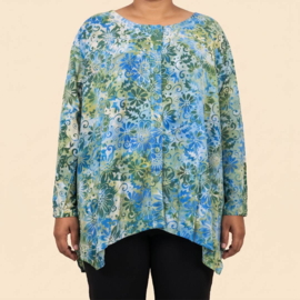 Billy B Blouse Big Cora met lange mouwen licht blauw wit met bloemen