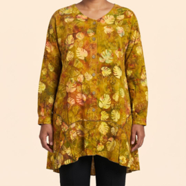Billy B Blouse B148 Big Big met lange mouwen mais geel met blad