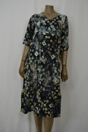 Billy B Long Dress Gaby  s/m  blauw/grijs met blok s/m