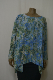 Billy B Blouse Big Cora met lange mouwen licht blauw wit met bloemen