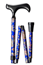 Opvouwbare wandelstok DELUXE "NECK PAISLEY" blauw  78 - 88 cm.