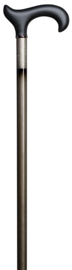 Heren wandelstok met Derby soft handgreep metallic zilver