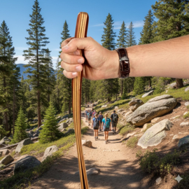 Wandelstok / Staf   GEMSE " CLASSIC " Essen / Walnoot