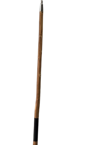 Wandelstok - Pelgrimsstok 2- delig van Edel Kastanje met bergpunt van massief nikkel metaal inclusief rubberen dop lengte 127 cm