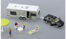 Auto met caravan