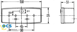 Hella Rechthoekig 158x64 links