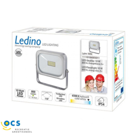 Ledino LED Schijnwerper 230V 10Watt 6500K 800Lm