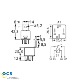 Schaudt koelkastrelais 12V 30Amp.