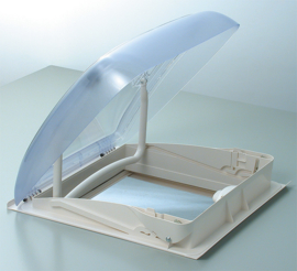 Dometic dakluik 40 x 40 cm Mini Heki Style dakluik met permanente ventilatie, voor  dak dikte 25 - 42 mm
