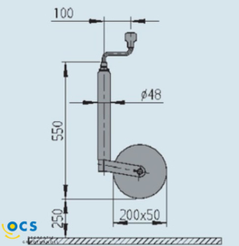 Luchtband metalen velg, 48mm, 260x85, 200kg