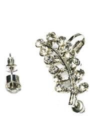 Oorbellen - Earcuff blad met strass en strass oorbel