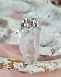 Edelsteen Hanger Bergkristal Punt Verzilverd