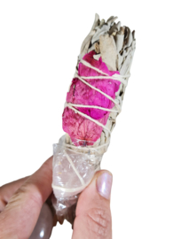 Witte Salie Smudgestick Love Spirit Rozenkwarts 12,5 cm
