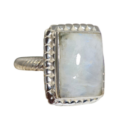 Edelsteen Ring Maansteen Rechthoek 925 Sterling Zilver - Maat 16