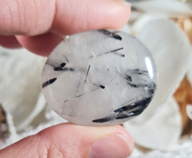 Toermalijn in Kwarts Platte Steen 4 cm no.5 Edelsteen