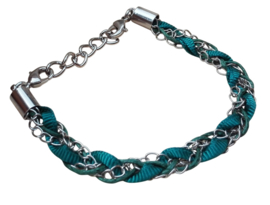 Armband - Ibiza - petrol / ketting gevlochten