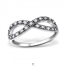 Ring - infinity - 925 STERLING ZILVER - met ZIRCONIA - maat 7