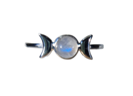 Edelsteen Ring Maanfase met Maansteen Zilver