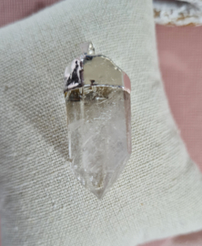 Edelsteen Hanger Bergkristal Punt Verzilverd