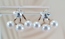 Oorbellen - Pearls & Star - 2cm - goudkleur