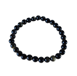 Edelsteen Armband Goud Obsidiaan 6 mm