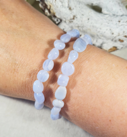 Edelsteen Armband Blue Lace Agaat Trommelsteen 6-8 mm