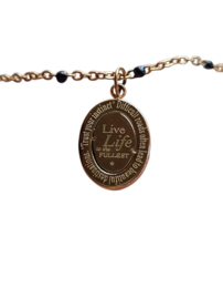 Armband Live Your Life - Goudkleur RVS