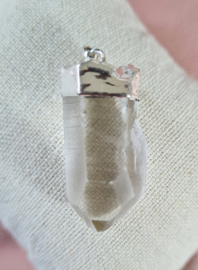 Edelsteen Hanger Bergkristal Punt Verzilverd