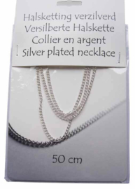 Halsketting - collier - verzilverd - 50 cm - gourmette schakel