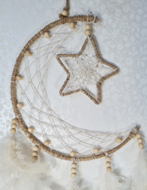 Dromenvanger Maan met Ster Hennep Wit 18 cm