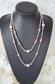 Parelketting gelaagd roze