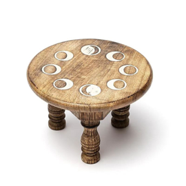 Altaar Tafel Hout Maanfasen Wit 15 cm