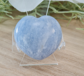 Blauwe Calciet Edelsteen Hart - No.12 - Madagaskar - 4 cm