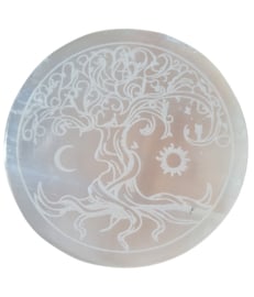 Seleniet Edelsteen - Oplaadschijf - Tree of life