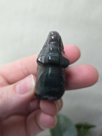 Olifant Groene Mosagaat Edelsteen Carving 4 cm - Geluk en Kracht