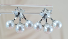 Oorbellen - Pearls & Star - 2cm - zilverkleur