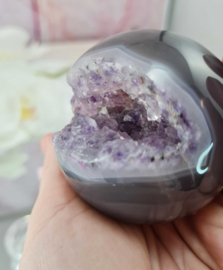 Agate with Amethyst Druzy Crystal Sphere - 6,2 cm