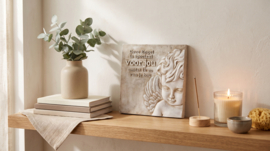 Decoratie Tegel - Engel voor Jou - Home & Garden - Beige - 16,5 cm