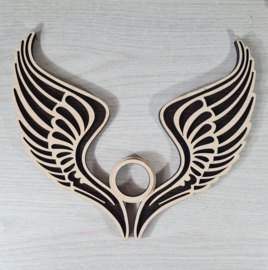 Edelsteen bol houder - Engelenvleugels - Hout - 23 cm